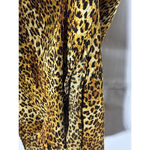 VIOLET ROMANCE Women's Brown Multi Leopard Print Plisse Midi Dress SZ 12 - Picture 8 of 10